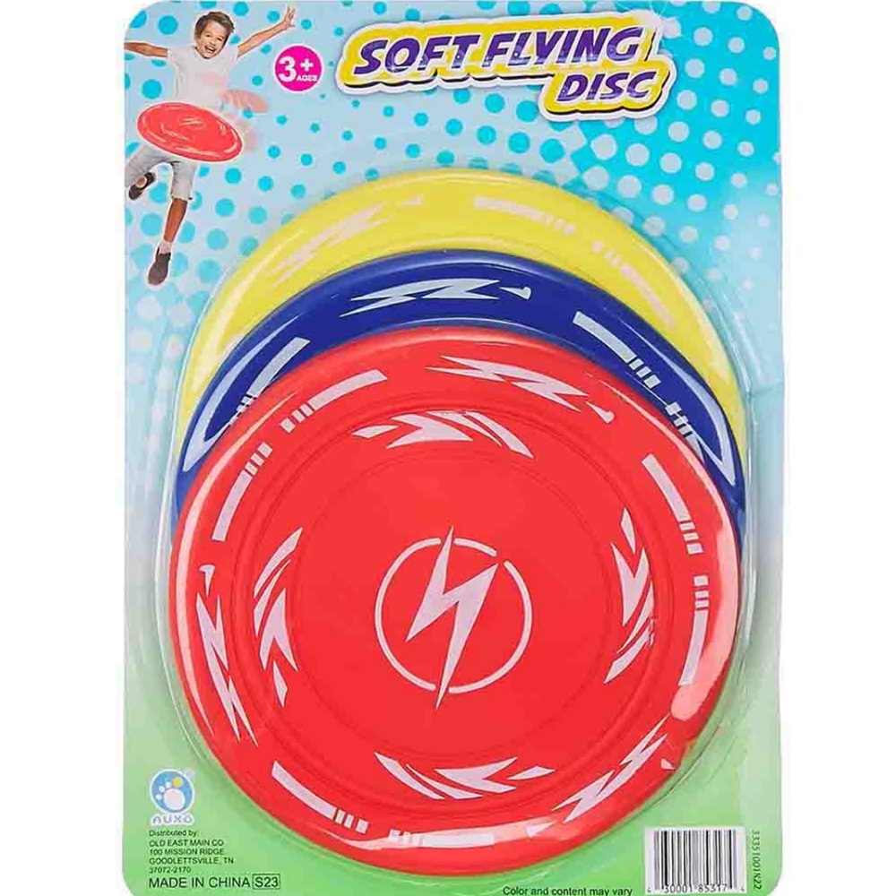 4/$20 Auxo-Soft Flying Disc, 3-Ct yellow/blue/red 3+ages